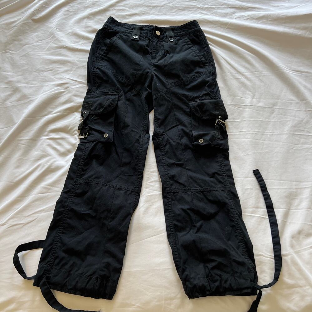 Lauren Active Ralph Lauren sport black buckle cargo wide leg adjustable pants